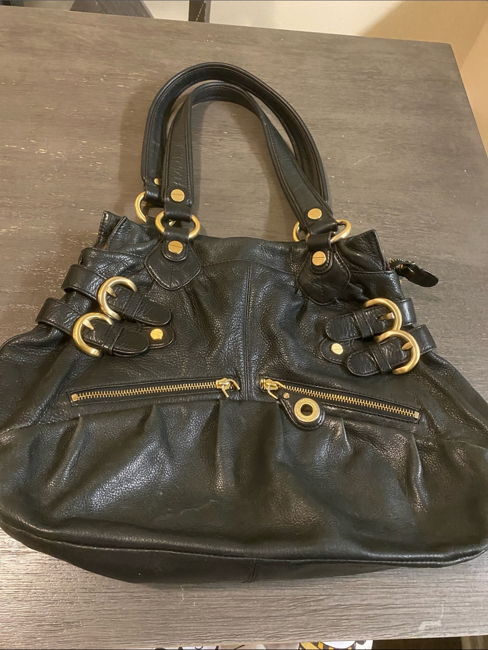 B Makowsky Black Leather Shoulder Women Bags
